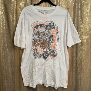 Affliction Mens Vintage Look AC Outlaw Orange White Gray T Shirt 2XL
